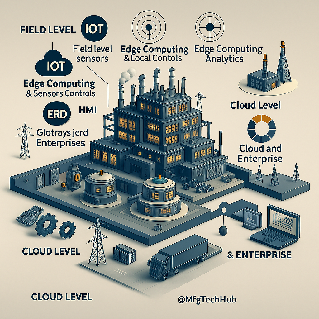 Computing architecture showing field level sensors, edge computing, cloud connectivity, and enterprise systems