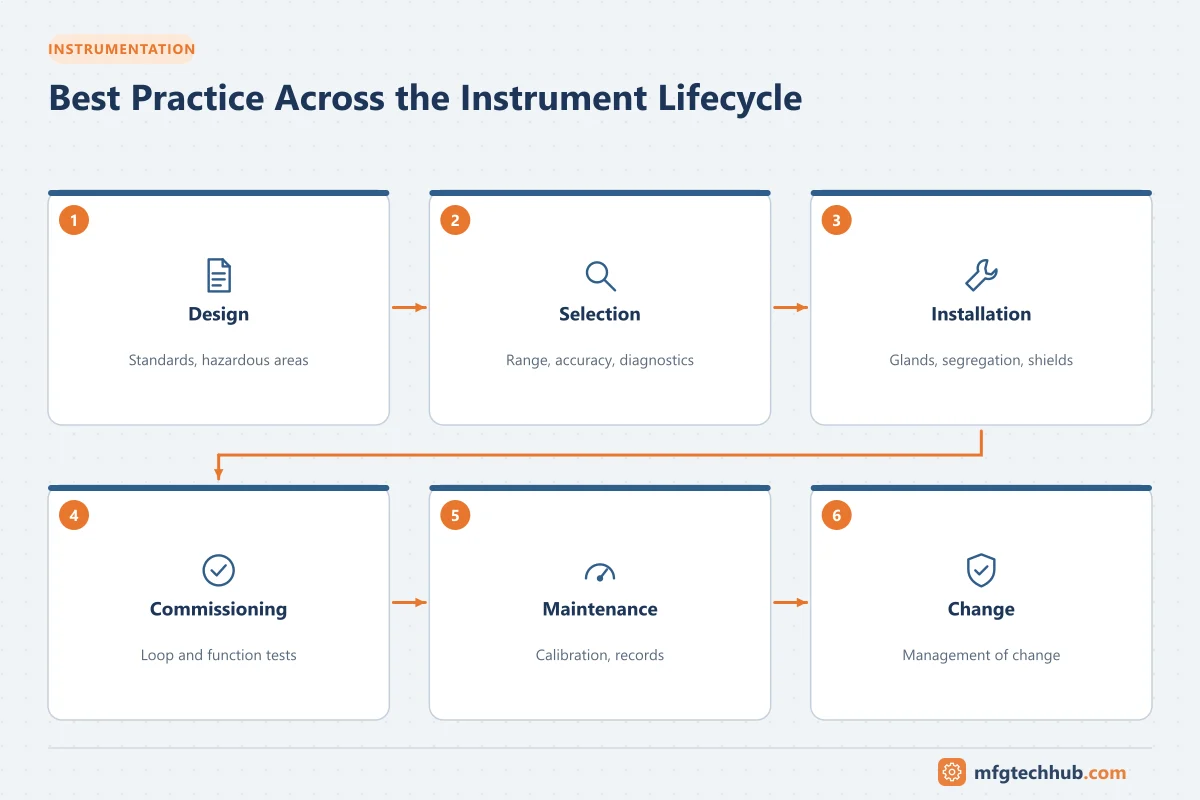 Best Practice Across the Instrument Lifecycle: Design, Selection, Installation, Commissioning, Maintenance, Change