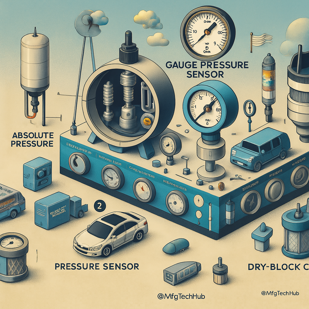 comparing absolute, gauge, and differential pressure sensors with vehicles, gauges, and tanks
