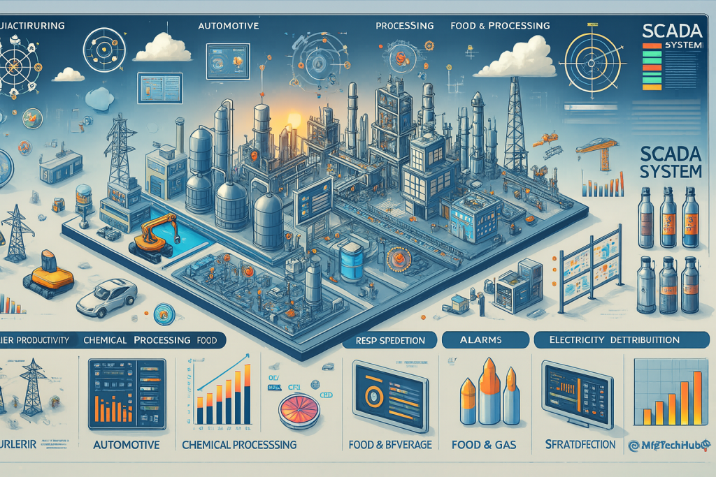 SCADA system in industrial sectors including automotive, food processing, and oil & gas