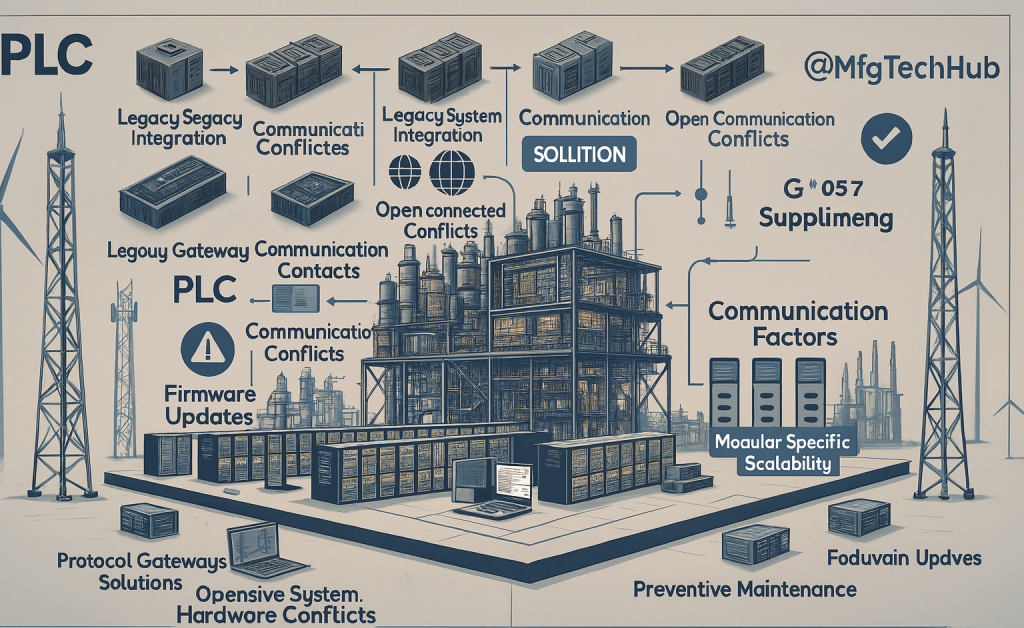 PLC integration, software updates, open communication conflicts, and legacy system compatibility