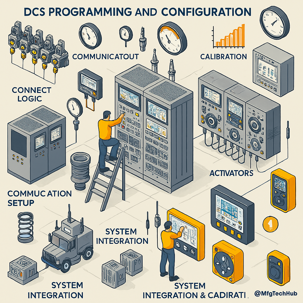 DCS programming, configuration, and calibration with system integration, control panels, and actuators