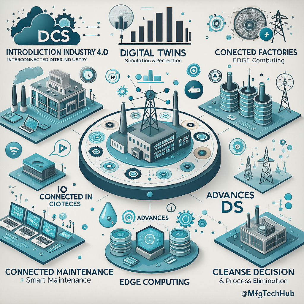 Distributed Control Systems (DCS), Digital Twins, Industry 4.0, Edge Computing, Connected Factories, and IoT applications in smart manufacturing.