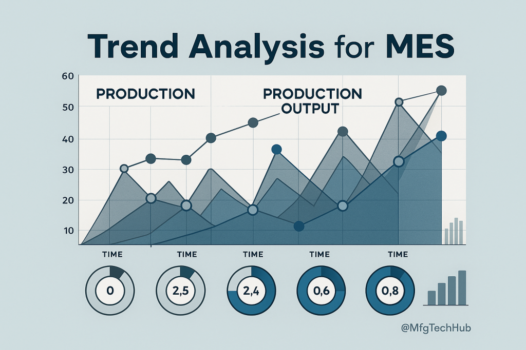 Trend analysis chart for MES showing production and output patterns over time