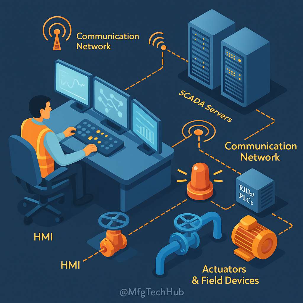 SCADA control and command functions in industrial automation