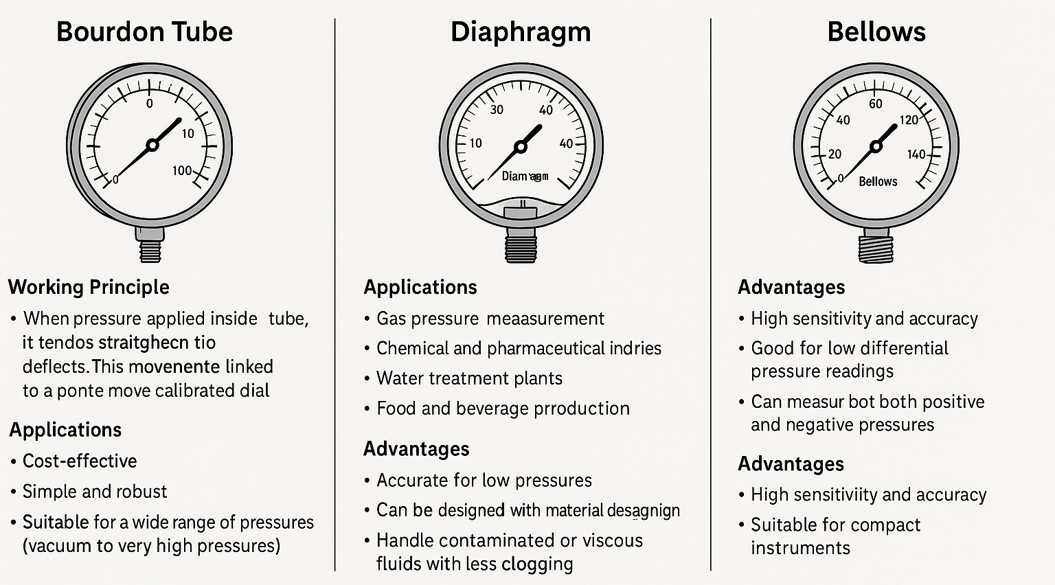 Bourdon Tube, Diaphragm, and Bellows Gauges